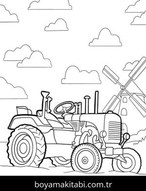 Traktör boyama sayfası – çocuk aktivitesi, PDF indir