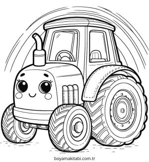 Traktör boyama sayfası – evde etkinlik, ücretsiz yazdır