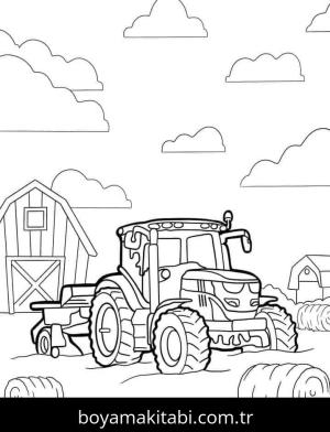 Traktör boyama sayfası – keyifli zaman, renkli çizimler