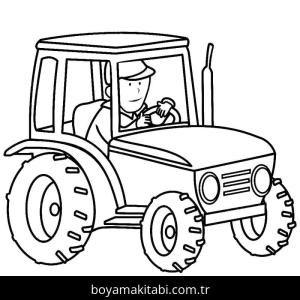 Traktör boyama sayfası – basit çizim, kolay boyama