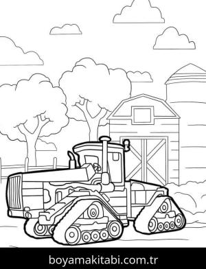 Traktör boyama sayfası – evde etkinlik, ücretsiz yazdır