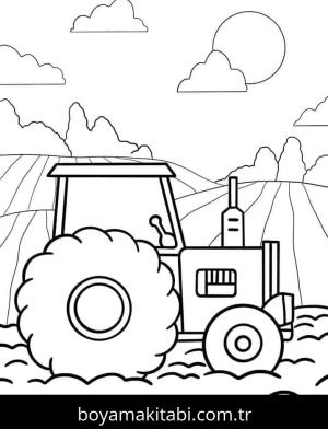 Traktör boyama sayfası – evde etkinlik, ücretsiz yazdır