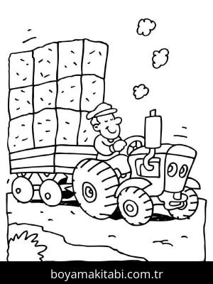 Traktör boyama sayfası – sevimli karakter, sanatsal çalışma