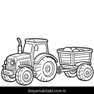 Traktör boyama sayfası – el becerilerini geliştirir, boyama çalışması