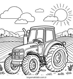 Traktör boyama sayfası – boyama etkinliği, çocuk aktivitesi