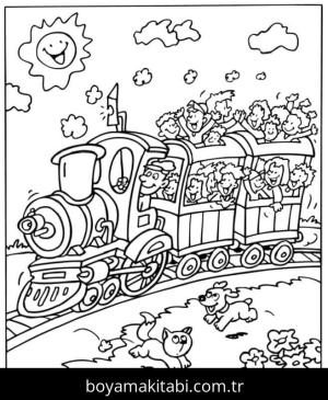 Tren boyama sayfası – el becerilerini geliştirir, boyama çalışması