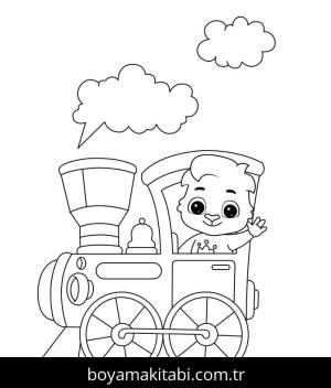 Tren boyama sayfası – çocuklar için, çizgi film temalı