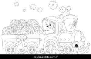 Tren boyama sayfası – çocuk aktivitesi, PDF indir