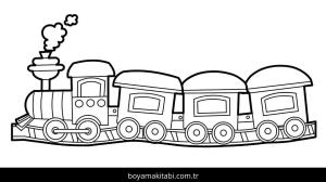 Tren boyama sayfası – sevimli karakter, sanatsal çalışma