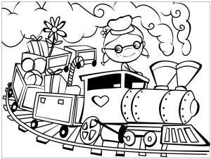 Tren boyama sayfası,  coloring page, Bir Eğri Yolda Tren, 