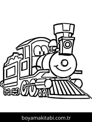 Tren boyama sayfası – sevimli karakter, sanatsal çalışma