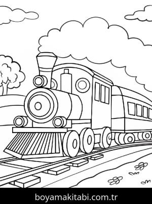 Tren boyama sayfası – keyifli zaman, renkli çizimler