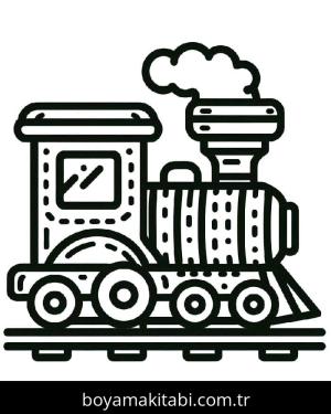Tren boyama sayfası – çizgi film temalı, basit çizim