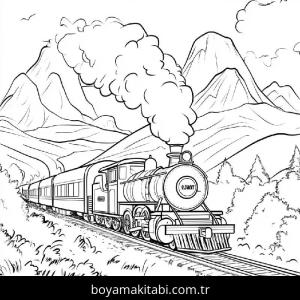 Tren boyama sayfası – renkli çizimler, okul öncesi