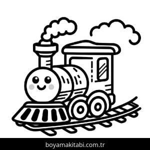 Tren boyama sayfası – sanatsal çalışma, çocuklar için
