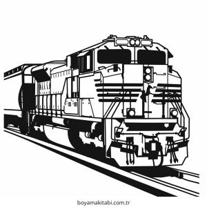 Tren boyama sayfası – çocuk aktivitesi, PDF indir