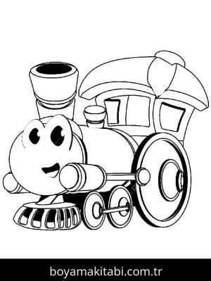 Tren boyama sayfası – çocuklar için, çizgi film temalı