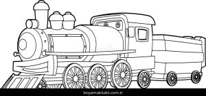 Tren boyama sayfası – çizgi film temalı, basit çizim