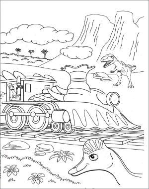 Tren boyama sayfası,  coloring page, Dinozor ile Tren, 