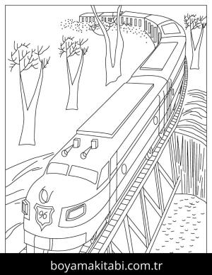 Tren boyama sayfası – okul öncesi, evde etkinlik