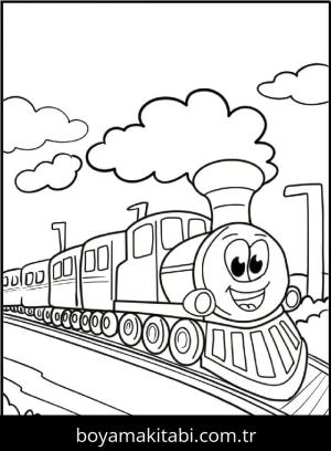 Tren boyama sayfası – eğitici aktivite, yaratıcılık
