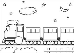 Tren boyama sayfası,  coloring page, Gece Tren, 