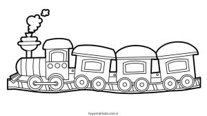 Tren boyama sayfası – sevimli karakter, sanatsal çalışma