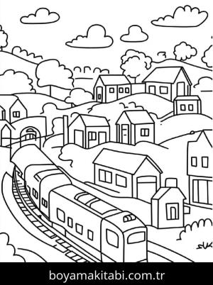 Tren boyama sayfası – PDF indir, sevimli karakter
