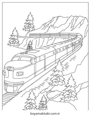 Tren boyama sayfası – çizgi film temalı, basit çizim