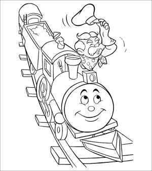 Tren boyama sayfası,  coloring page, Eski Tren Şoförü, 