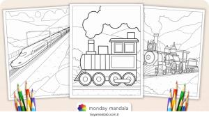 Tren boyama sayfası – sanatsal çalışma, çocuklar için