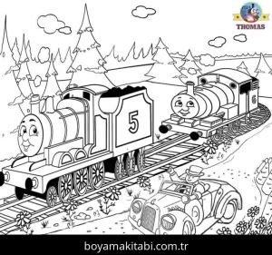 Tren boyama sayfası – PDF indir, sevimli karakter