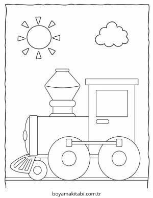 Tren boyama sayfası – PDF indir, sevimli karakter