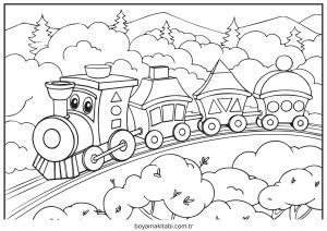 Tren boyama sayfası – eğlenceli etkinlik, el becerilerini geliştirir