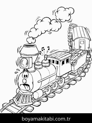 Tren boyama sayfası – basit çizim, kolay boyama