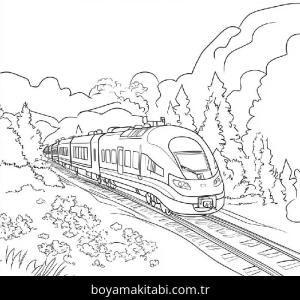 Tren boyama sayfası – kolay boyama, eğitici aktivite