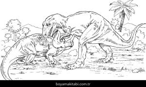 Triceratops Dinazor boyama sayfası,  coloring page, , Gorgosaurus Vs. Monoclonius From Dinosaurs