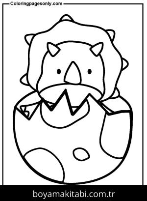 Triceratops Dinazor boyama sayfası,  coloring page, , Cute Triceratops In Egg