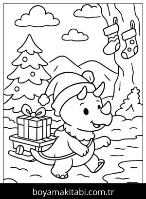 Triceratops Dinazor boyama sayfası,  coloring page, , Cartoon Triceratops Coloring Page