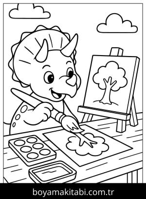 Triceratops Dinazor boyama sayfası,  coloring page, , Cartoon Triceratops Drawing Coloring Page