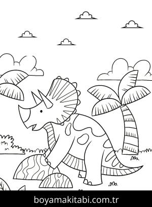 Triceratops Dinazor boyama sayfası,  coloring page, , Triceratops Printable Coloring Pages
