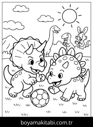 Triceratops Dinazor boyama sayfası,  coloring page, , Triceratops Family Coloring Page