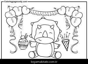 Triceratops Dinazor boyama sayfası,  coloring page, , Triceratops Birthday