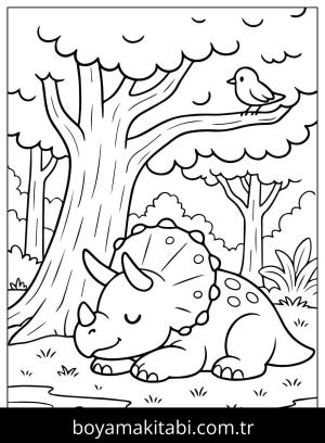 Triceratops Dinazor boyama sayfası,  coloring page, , Triceratops And Plants Coloring Page