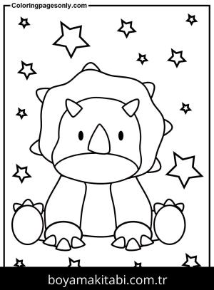 Triceratops Dinazor boyama sayfası,  coloring page, , Cute Baby Triceratops