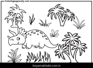Triceratops Dinazor boyama sayfası,  coloring page, , Triceratops In Beautiful Day