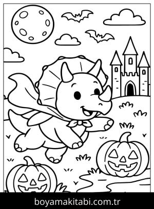 Triceratops Dinazor boyama sayfası,  coloring page, , Triceratops Halloween Coloring Page