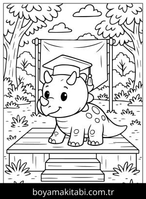 Triceratops Dinazor boyama sayfası,  coloring page, , Triceratops With Tree Coloring Page