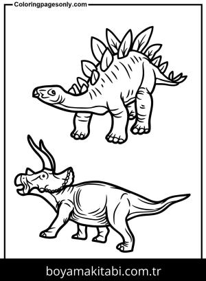Triceratops Dinazor boyama sayfası,  coloring page, , Triceratops And Stegosaurus