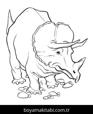 Triceratops boyama sayfası – çocuk aktivitesi, PDF indir